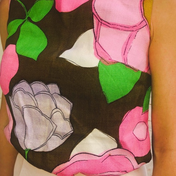 1960s Vintage Mod Floral Sleeveless Tank Top Shirt - Picture 7 of 7
